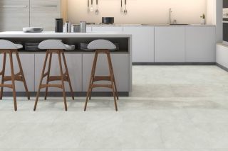 light grey stone tile effect lvt kitchen flooring